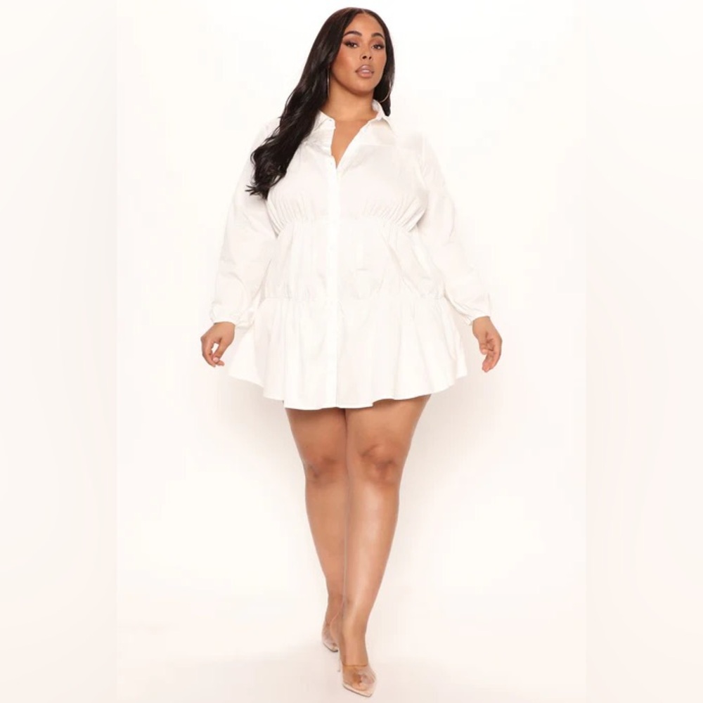 Fashion Nova White Women's Shirt Dress Size 1XL